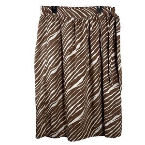 A New Day Linen Blend Zebra Print Wrap Midi Skirt